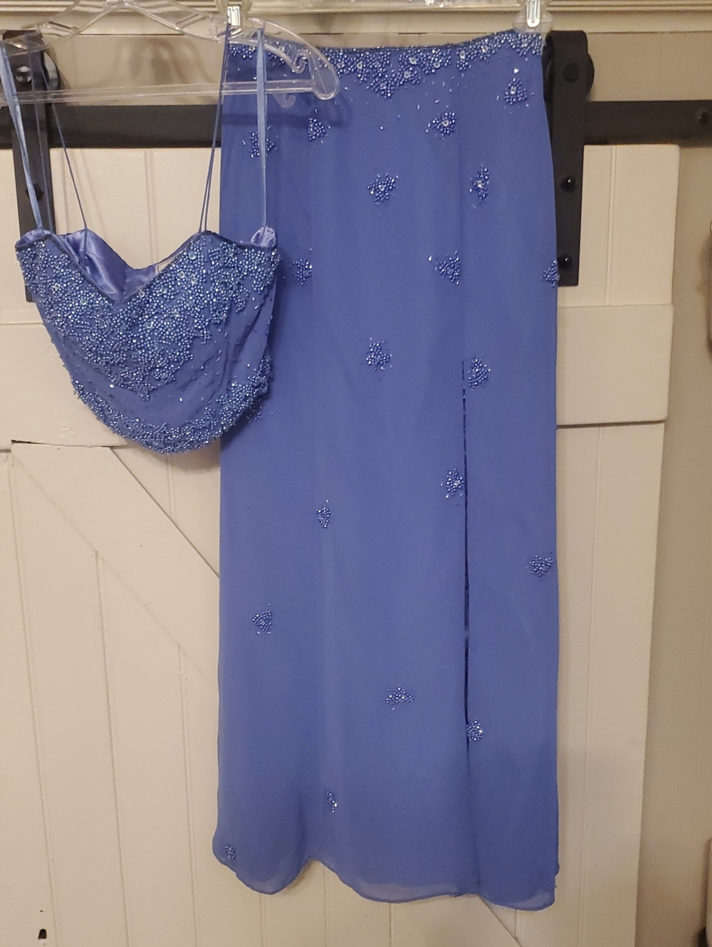 Embellished Periwinkle Two-Piece Evening Dress